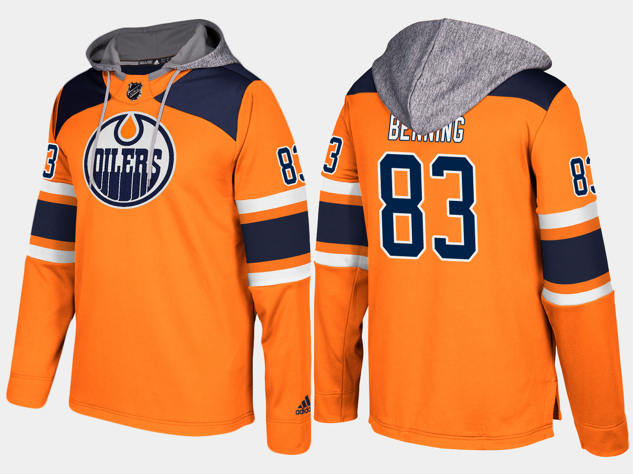 Men NHL Edmonton oilers 83 matthew benning orange hoodie